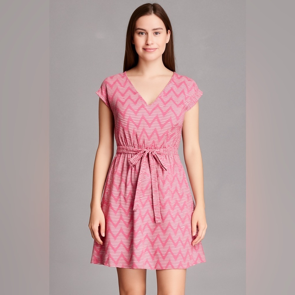 EUC Francesca's Collections Pink Chevron Mini Dress Sz Small